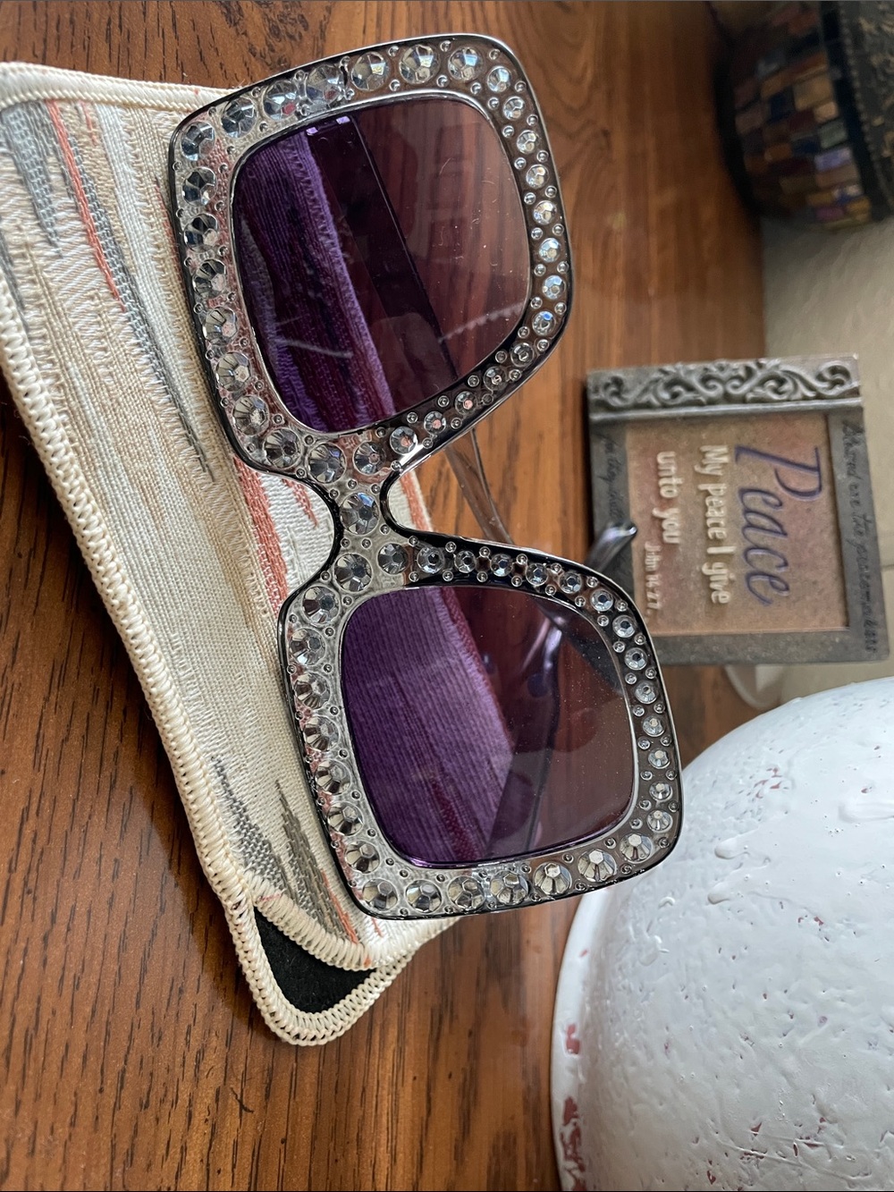 FLAWLESS EYEWEAR Oversized Square Frame Crystal Bling Rhinestone Sunglasses - Picture 7 of 9